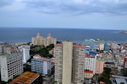 Uitzicht vanaf een leegstaande verdieping in hotel Habana Libre